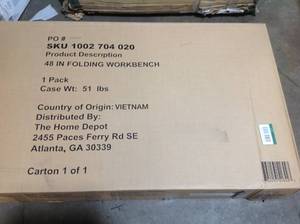 Husky Industrial 4 ft. Folding Wood Top Workbench not used see pictures