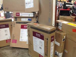 Pallet with assorted Med Cabinets and Mirrors  various models and conditions open box customer returns see pictures