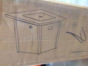 Legacy 32 in. W x 25 in. H Square Steel Wicker Base Propane Fire Pit with Table Top in Grey open box see pictures