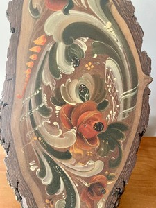 Wonderful Wood Piece with a Rosemaling Painted Design