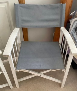 White Metal Chairs w Canvas Seating