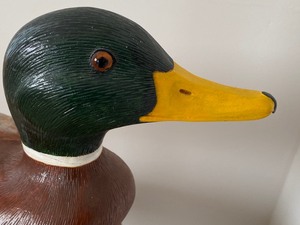 Carved Mallard Figurine by Clarence Moe - Mo Riginals