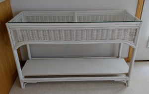 White Wicker Console Table
