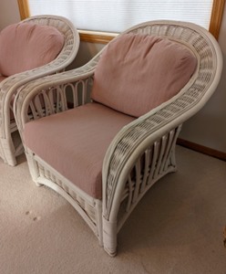 Pair of White Wicker Armchairs