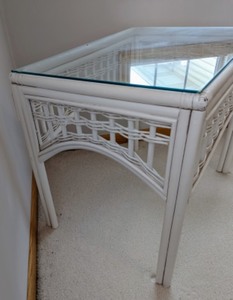 Glass Topped Wicker Accent Table