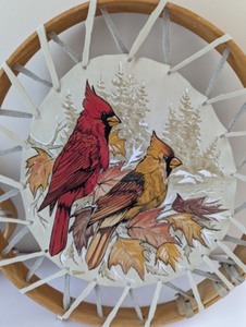 Pair of Painted Leather Wall Hangings