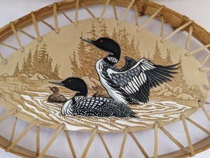 Pair of Painted Leather Wall Hangings
