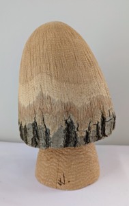 Carved Wood Mushroom Figurine