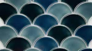 lot 56 image: Azul Scallop Glossy 13.11 in. x 9.96 in. x 8 mm Glossy Porcelain Mosaic Tile (18.2 sq. ft)