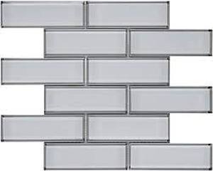 lot 62 image: MSI Ice Bevel Subway 11.73 in. x 11.73 in. x 8 mm Glossy Glass Mesh-Mounted Mosaic Tile (9.6 sq. ft.)