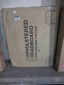 lot 78 image: Brookside Ella Upholstered Scoop-Edge Navy TwinTwin XL Headboard with Square Tufting