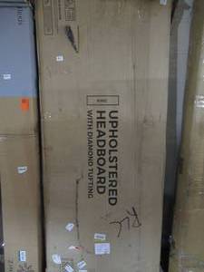 lot 93 image: Brookside Ella Upholstered Charcoal King Headboard with Diamond Tufting