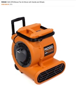 lot 4 image: RIDGID 1625 CFM Blower Fan Air Mover with Handle and Wheels. See Pictures