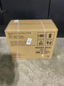 lot 15 image: Husky Regular Duty Welded 24-Gauge Steel Wall Mounted Garage Cabinet in Black (24 in. W x 18 in. H x 12 in. D). See Pictures