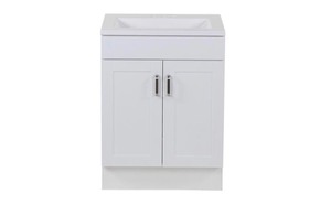 lot 17 image: Glacier Bay Penford 24 in. W x 19 in. D Vanity in White with Cultured Marble Vanity Top in White with White Sink. See Pictures