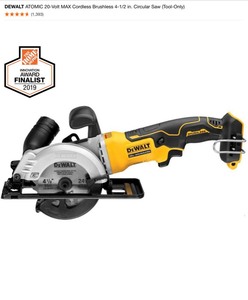 lot 20 image: DEWALT ATOMIC 20-Volt MAX Cordless Brushless 4-12 in. Circular Saw (Tool-Only). See Pictures