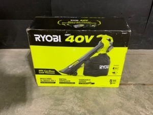 lot 26 image: RYOBI 40V Vac Attack Cordless Leaf VacuumMulcher with 5.0 Ah Battery and Charger. See Pictures