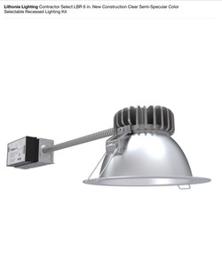 lot 30 image: Lithonia Lighting Contractor Select LBR 6 in. New Construction Clear Semi-Specular Color Selectable Recessed Lighting Kit. See Pictures
