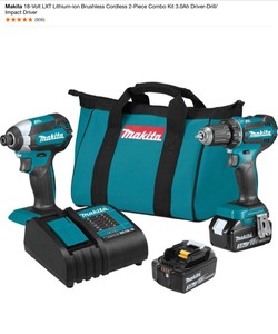 lot 32 image: Makita 18-Volt LXT Lithium-ion Brushless Cordless 2-Piece Combo Kit 3.0Ah Driver-Drill Impact Driver. See Pictures