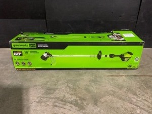 lot 34 image: Greenworks PRO 16 in. 60V Battery Cordless String Trimmer with 2.5 Ah Battery and Charger. See Pictures