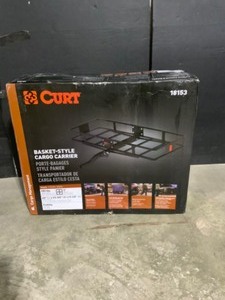 lot 35 image: CURT 60 x 24 Black Steel Basket Cargo Carrier (Folding 2 Shank, 500 lbs.). See Pictures