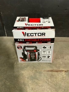 lot 49 image: Vector 800 Peak Amp Portable Car Jump Starter with 120 PSI Compressor and Triple USB Power. See Pictures