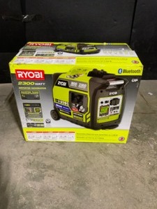 lot 51 image: RYOBI 2,300-Watt Recoil Start Bluetooth Super Quiet Gasoline Powered Digital Inverter Generator with CO Shutdown Sensor. See Pictures