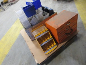 lot 845 image: A PALLET OF STORAGE BINS AND DRAWERS