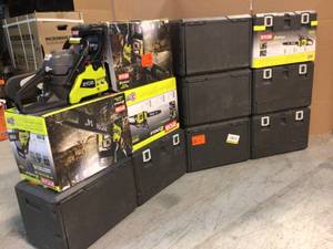 lot 14 image: Lot of Asssorted  Ryobi Chainsaws Customer Returns See Pictures