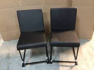 lot 29 image: Fuji Black Faux Leather and Black Steel High Back Dining Side Chair (Set of 2) by Lumisource Customer Returns See Pictures