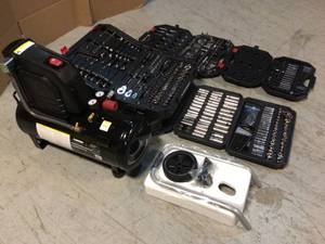 lot 34 image: Lot of Assorted Husky Hand Tools and Husky Air Compressor Customer Returns See Pictures