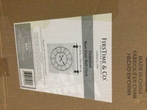 FirsTime & Co. 29 in. x 27 in. Farmstead Barn Door Clock