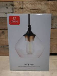 Harrow 1-Light Matte Black Pendant with Clear Glass Shade