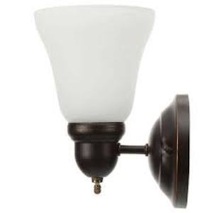1-Light Oil Rubbed Bronze Sconce with Frosted Opal Glass Shade