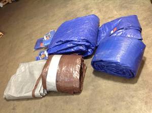 lot 5 image: Lot of assorted Tarps various sizes open pkg see pictures