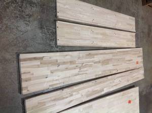 lot 10 image: Lot of Unfinished Birch Butcher Block Island Countertops various sizes and conditions some are broken but still useful