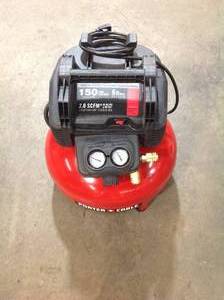 lot 19 image: Porter Cable 6 Gal. 150 PSI Portable Electric Pancake Air Compressor in good condition customer return see pictures
