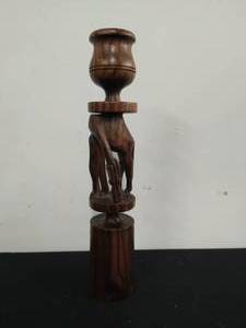 lot 68 image: Hand Carved Wood Candleholder