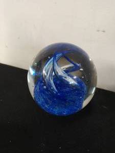 lot 81 image: Blue and Clear Glass Paperweight