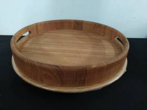 lot 113 image: Vintage Teak Serving Tray & Lazy Susan