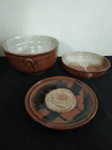 lot 122 image: Three Stoneware Items with Celtic Ring Stamps