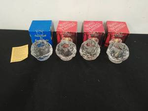 lot 133 image: Four Vintage Kosta Boda Crystal Snowball Lantern Candleholders
