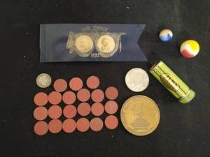 lot 190 image: Collection of Vintage Items Including Coins and War Ration Tokens
