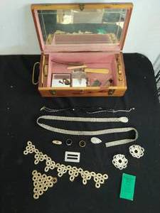 lot 193 image: Antique Box with Contents