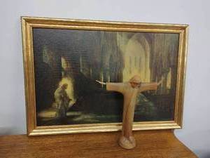 lot 206 image: Religious Statue And Print