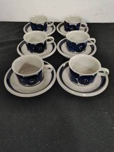 lot 9 image: Finnish Stoneware by Arabia- Espresso Cup with Saucers