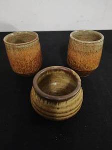 lot 40 image: Three Handmade Stoneware Items
