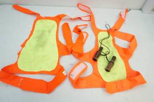 lot 163 image: reflective dog vests and bird calls