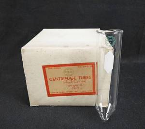 lot 19 image: Set of 12 Mercer Glass Works Merco 50 ML Pyrex Glass Centrifuge Tubes