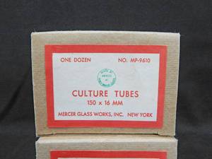 lot 230 image: Set of 24 Mercer Glass Works 150 X 16 MM No Lip Pyrex Glass Culture Test Tubes